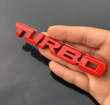 3D Red Metalo Turbo T Automobilis Auto Priekinės Grotelės Grotelės Emblemų Ženklelis, lipdukas, Decal