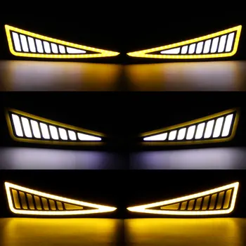 Automobilių Stiliaus DRL LED Lanksti, Šviesos važiavimui Dieną Automobilių Vairavimo Žibintas Posūkio Signalo Lemputė Vandeniui 12v DRL DRL Universalūs