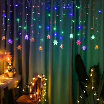 220V Snaigės LED Užuolaidų Žiburiai Kalėdų Pasakos Girliandas Lauko LED Vandeniui String Šviesos Šventė, Festivalis Apdaila