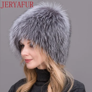Žiemos lady kailio kepurė nekilnojamojo lapės kailio kepurės mezgimo sidabrinės lapės kailio kepurė moteriška rusijos moteris bomer skrybėlę