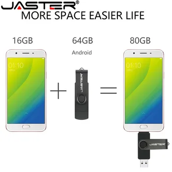 JASTER karšto mados Mobilusis kompiuteris dvejopo naudojimo Pasukti OTG 2.0 Išorės Storag memory stick nemokamas pristatymas 4GB/8GB/16GB/32GB/64GB