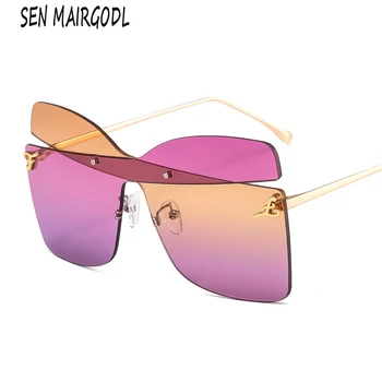 2020 frameless drugelis akiniai nuo saulės moterims Derliaus nereguliarus vaivorykštė Kryžiaus Saulės akiniai prabangos Šalis UV400 akiniai