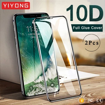 YIYONG 10D Visiškai Padengti Grūdinto Stiklo iPhone 11 Pro Max Stiklo 