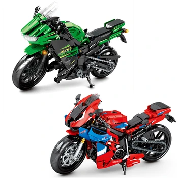 Miesto Gatvės įrangos pardavimas, biuro įrangos Off-Road Kawasakies Ninja 400 Motociklo Raudona CBR Blokai Kit Plytų Klasikinis Modelis Vaikams, Žaislai, Dovanos