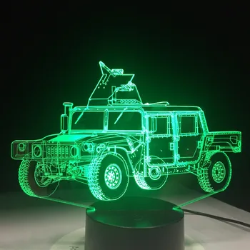 Karinio Sunkvežimio Formos 3D LED Stalo Lempa Metakrilato plokštė Amatų Naktį Šviesos Novatoriškų Lumine Deco naktinė lempa Spalvos Vaikams Dovanų