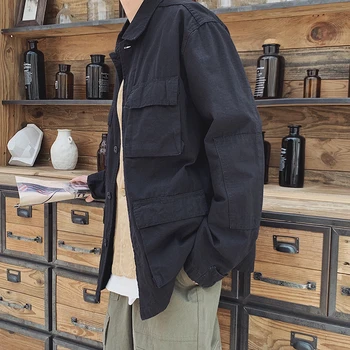 2020 Vyrų Japonija Stilius Derliaus Mados Atsitiktinis Palaidų Multi-kišenės, Krovinių Striukės Vyrų Streetwear Hip-Hop Kailis