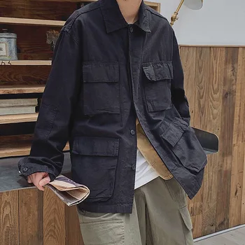 2020 Vyrų Japonija Stilius Derliaus Mados Atsitiktinis Palaidų Multi-kišenės, Krovinių Striukės Vyrų Streetwear Hip-Hop Kailis