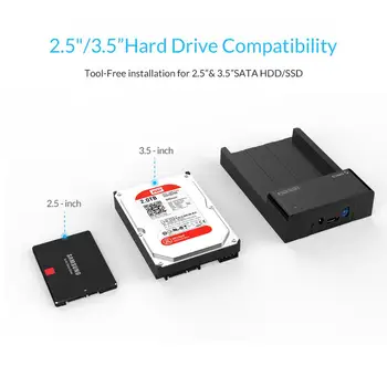 ORICO 3.5 Colių HDD Caddy SATA į USB B Tipo ESATA Išorės SSD Talpyklos iki 8 tb HDD Docking Station Nešiojamas be Įrankių