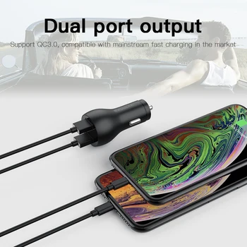 KUULAA Greitai Įkrauti 3.0 36W Dvigubas USB Automobilinis Įkroviklis Xiaomi Mi 9 Huawei 30 Pro QC3.0 QC 3.0 Automobilių Greito Įkrovimo Telefono Įkroviklis