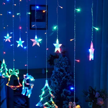 LED Elnias Medžio Varpai Star Užuolaidų Lemputė 220V Kalėdinė Girlianda 