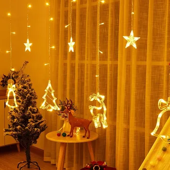 LED Elnias Medžio Varpai Star Užuolaidų Lemputė 220V Kalėdinė Girlianda 