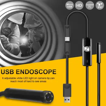 Žarna USB2.0 Mobiliojo Telefono Endoskopą 1.3 MP 6LED 5.5 mm Kietajame Vamzdelio Kanalo Oro Kondicionavimo Auto Remonto Vandeniui HD Coms Fotoaparatas