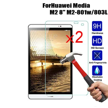 2 X 9H Ekrano apsaugos HuaWei Mediapad M2 8.0 Grūdintas Stiklas HuaWei M2 M2-801L M2-801w M2-803L M2-802L Apsauginės Plėvelės