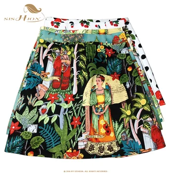 SISHION Moterų Derliaus Mini sijonas Naujas Vasaros Gėlių Spausdinti Gėlių Aukšto Juosmens Slim Kelnės Sexy Mergina retro Moterų Falda ss0008
