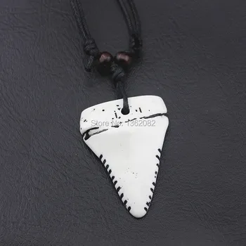 Kietas 12pcs Imitacija Kaulų Raižyti Baltųjų Ryklių Dantų Karoliai Pakabukas Amuletas Dovana MN466