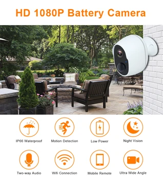 1080p BatteryWireless Stebėjimo Kamera Su Wifi Namo išorės Apsaugos Signalizacijos Baterija Garso Lauko Baterija IP Kameros