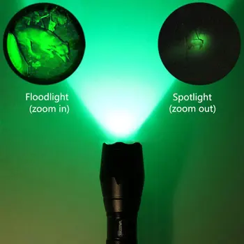 Zoomable 5000Lm Žibintuvėlis ŽALIA RAUDONA Balta Q5 T6 LED Reguliuojamas Dėmesio Vandeniui Taktinis Medžioklės Fakelas 1Mode Ginklas Pistoletas Žibintų