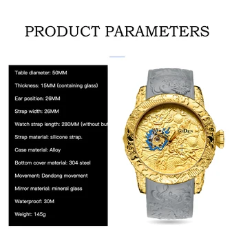 BIDĖ Mados Mechaninis laikrodis atsparus Vandeniui Vyrai Automatinis Laikrodis Silikono Dirželis Prabanga Modelio Dizainas Neįprastas Vyrų Laikrodžiai