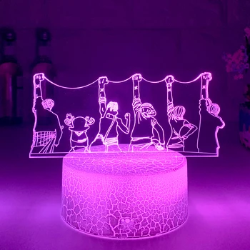 Vieną Naktį Šviesos Luffy Sanji Zoro Nami 3D LED Iliuzija Stalo Lempa Touch Optinis Veiksmų Skaičius, Naktiniai staleliai, Lempa Dekoro Staliniai Šviestuvai