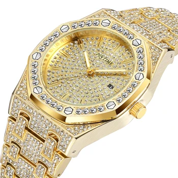 Didelis Aukso Žiūrėti Vyrų Prabangos Prekės Diamond Vyrai Laikrodžiai Top Brand Prabanga Lediniame Iš Vyrų Kvarco Žiūrėti Kalendorių, Hip-Hop Žiūrėti Vyrams