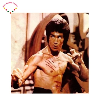 Visą diamond gręžimo siuvinėjimo siuvinėti kryželiu Tarptautinės Kung Fu žvaigždė Bruce Lee turas rhinestonescrafts tapybos rinkiniai