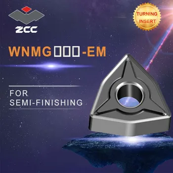 10vnt/daug ZCC karbido įdėklai WNMG EM WNMG06T304 WNMG06T308 padengtas įtvirtino karbido tekinimo įrankis ZCCCT tekinimo įrankiai
