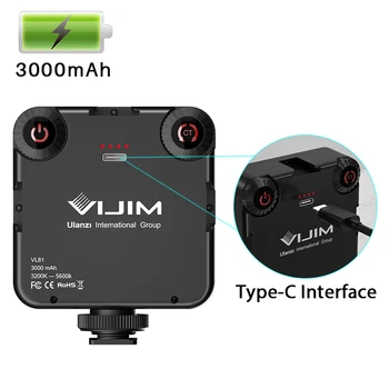 VIJIM VL81 3200-5600K 6.5 W LED Vaizdo Šviesos Mini Vlog Užpildyti Šviesos Gopro SJCAM Sony A6400 A6300 Įkraunama Išmanųjį telefoną, VEIDRODINIAI SLR