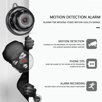 1080P Mini WiFi Kamera, IP Kamera, pradžia Saugumo Belaidė Kamera, Stebėjimo kamerų ir SPINDULIŲ Naktinio Matymo Motion Detect su Kablio Laikiklis