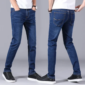 Rudens-Žiemos Vyrų Mados Black Blue Jeans Vyrams, Atsitiktinis Slim Stretch Džinsai Klasikiniai Džinsai Kelnės Kelnės Plius Dydis 28-35-40