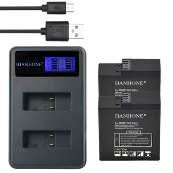 2VNT 1700mAh AHDBT-501 AHDBT 501 AHDBT501 Pakeitimo Fotoaparato Baterija +LCD USB Dual Įkroviklio GoPro Hero 5 6 Hero5 Hero6 Hero7