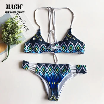Vasaros Moterų Maio maudymosi kostiumėlį Mulher Bikini maudymosi Kostiumėliai Moterims 2018 Naujas Vasaros Biquini Spalvotų Stumti Bikini
