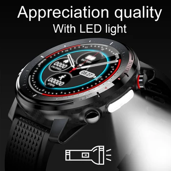 Smart Watch LED šviesos sporto SmartWatch HD IPS Ekranas visiškai Apvalios Širdies ritmo Monitorius IP68 Vandeniui oro Smartwatch vyrams