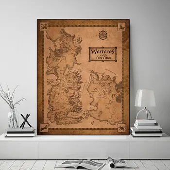 Žaidimas Tonai Septynių Karalysčių Žemėlapis Menas Spausdinti Drobės tapyti Aliejumi Tapyba, Plakatas Modernios Sienos Meno Kambarį Dekoro Namai