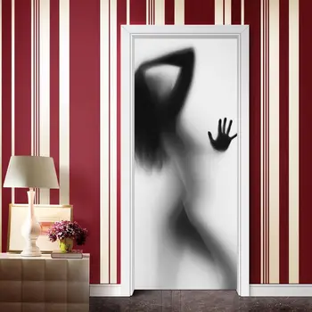 Grožio Šešėlis Durų Lipdukas Seksualus Matinio Vandeniui lipnios Stiklo Durys, Vonios kambarys Tapetai, Lipdukai Kambario Dekoro Šiuolaikinės 3D