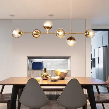 Modernios Šviesos minimalistinio Liustra apšvietimo, virtuvė, baras ilgai Šviestuvo LED dizainas LOFT stiklo kamuolys kabo šviesos Šviestuvas