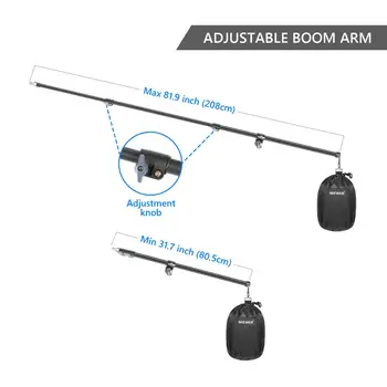 Neewer Reguliuojamas viršutinę Šviesą Boom Arm su Tuščia Counter-Svoris Sandbag dėl Trikojo, Šviesos Stendas, Studija 