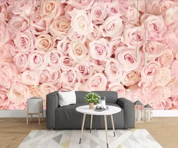 Custom 3D tapetai, freskos, švieži, pink rose light puošyba fono sienos