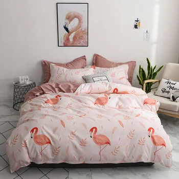 Saulėgrįža Namų Tekstilės Bordo Spalvos Flamingo Antklode Padengti Užvalkalas Butas Lapas Moteris Suaugusiųjų Vaikas Mergina Patalynės Komplektas Karalius Pilnas Patalynės Komplektas