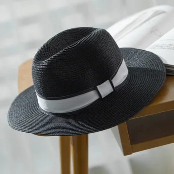 Seioum Naujus moteriškus sombreros moterų vasaros skrybėlę klasikinis juoda rausva juosta, Panama sunhats Džiazo Skrybėlę paplūdimys skrybėlės moterims chapeau