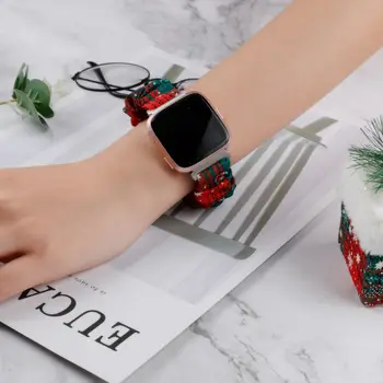 Toyouths Kalėdų Scrunchies Juostų Fitbit Atvirkščiai Moterų Austo Dirželio Pakeitimo Elastingas Audinys Dirželis Versa 2/Versa Lite
