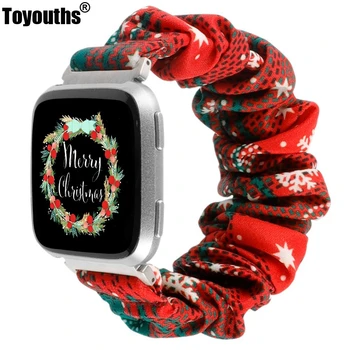 Toyouths Kalėdų Scrunchies Juostų Fitbit Atvirkščiai Moterų Austo Dirželio Pakeitimo Elastingas Audinys Dirželis Versa 2/Versa Lite