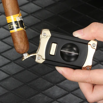 Galiner Metalo Cigarų Cutter su Punch Puikus Atkreipti Cigarų Atidarytuvas Įrankis, Novatoriškas Dizainas Cigarų V Supjaustyti Dovanų Dėžutė Pakuotė
