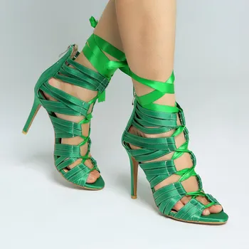 Olomm Naujas Moterų Gladiatorių Sandalai Seksualus Groži Plonas Aukštakulnius Sandalus Atidaryti Tne Žaliųjų Partijos Prom Batai Moterims MUS Plus Size 4-15