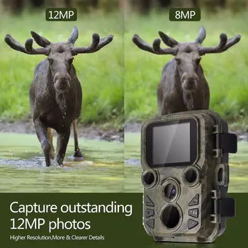 Mini300 Medžioklės Kamera, Naktinio Matymo 12mp 1080p Laukinės gamtos Kameros Skautų Guard Infraraudonųjų SPINDULIŲ šviesos DIODŲ veikimo nuotolis Iki 65ft Foto-Spąstai
