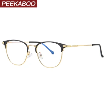 Peekaboo aukso metalo pusiau taškus akiniai recepto vyrų skaidraus lęšio mėlynos šviesos blokavimas akiniai vyrams, moterims aikštėje