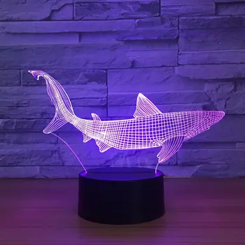 Naujos Ryklių 3D LED Žūklės Įrankiais Pagal Žuvų Stalo Lempa Namų Dekoro Šalis, 7 Spalvų Keitimas Naktį Šviesos Naktiniai Miego Dekoro Šviesos