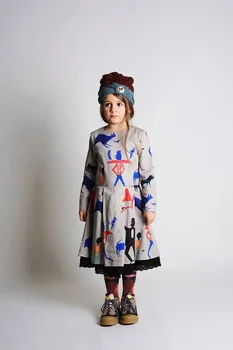 Wolf&Rita 2020 Nauja Rudens Žiemos Vaikai Suknelės Mergaitėms Mielas Spausdinti ilgomis Rankovėmis Suknelė Baby Vaikų Medvilnės Mados Drabužių Outwear