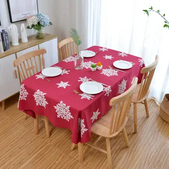 Kalėdinė staltiesė raudona sniego valgomasis stalas stačiakampis dangtis apvalios staltiesės valgomasis darbalaukyje Restoranas, Namų apdaila