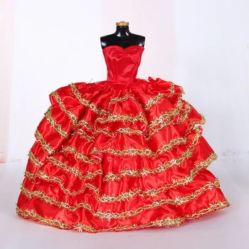 9 vnt Vestuvinė Suknelė Lėlės 29cm BJD Doll Audinio, Raudonos spalvos Rankų darbo Princesė Vestuvių Suknelė Šalies Mados Lėlės Reikmenys, Žaislai, Dovanos