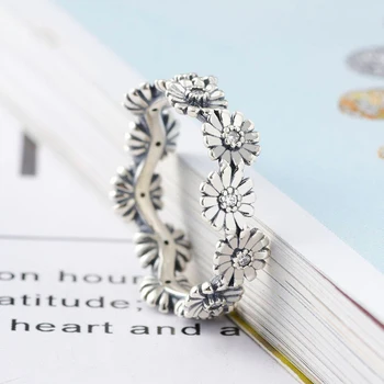 2020 Nauja 925 кольцо Sidabro Visos Žiedas Blizga Daisy Karūna Visos Žiedas Moterims Vestuves Dovanų bižuterijos